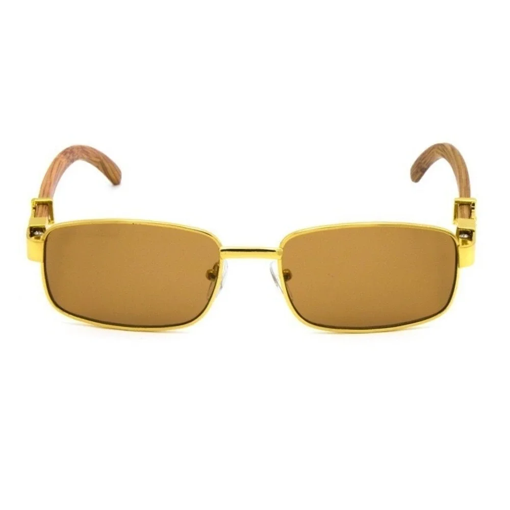 Women's Sunglasses Small Rectangular Sophisticated Gold Brown Lens Square Lentes